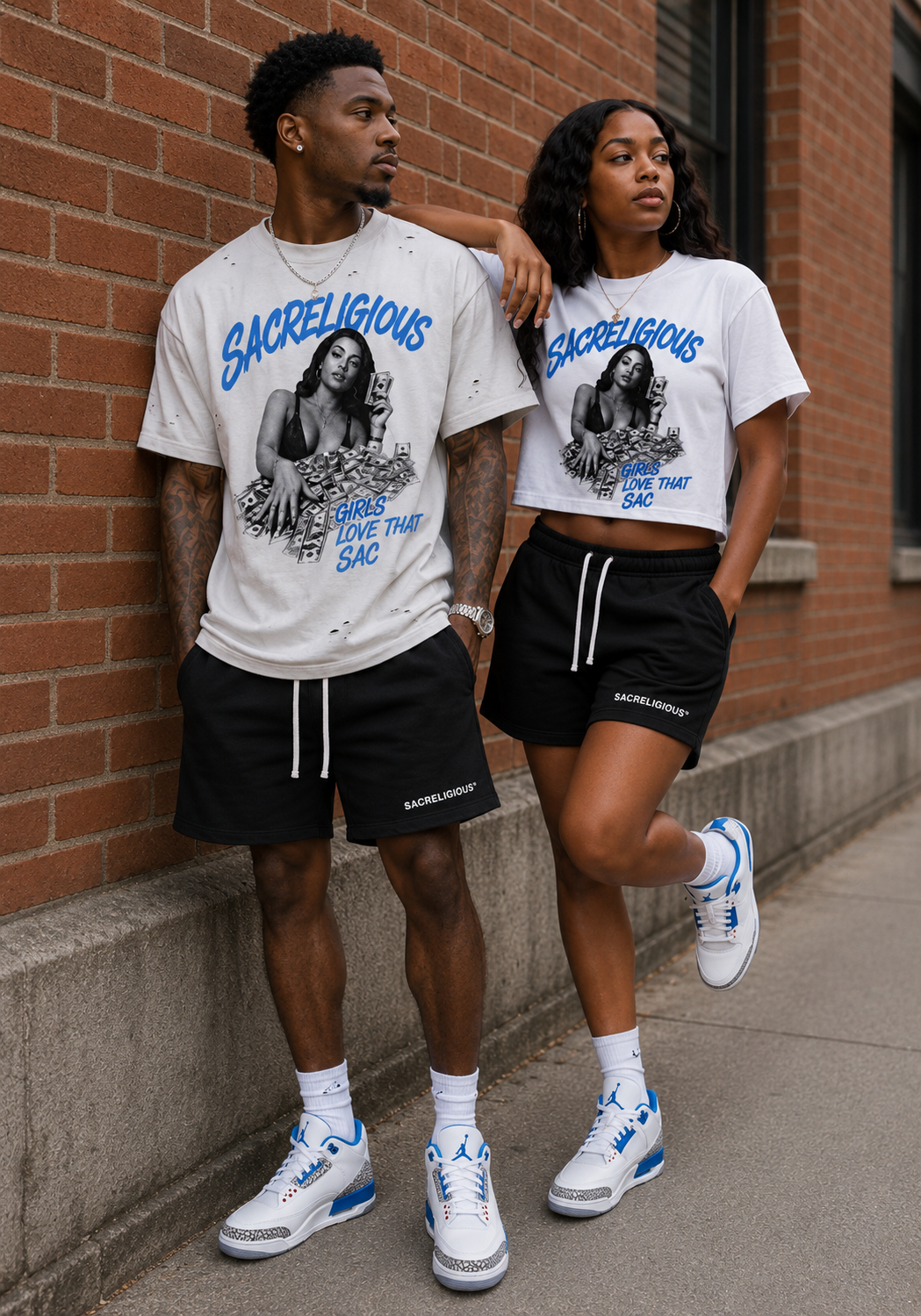 Girls Love That Sac (True Blue) Crop T-Shirt - 200 GSM