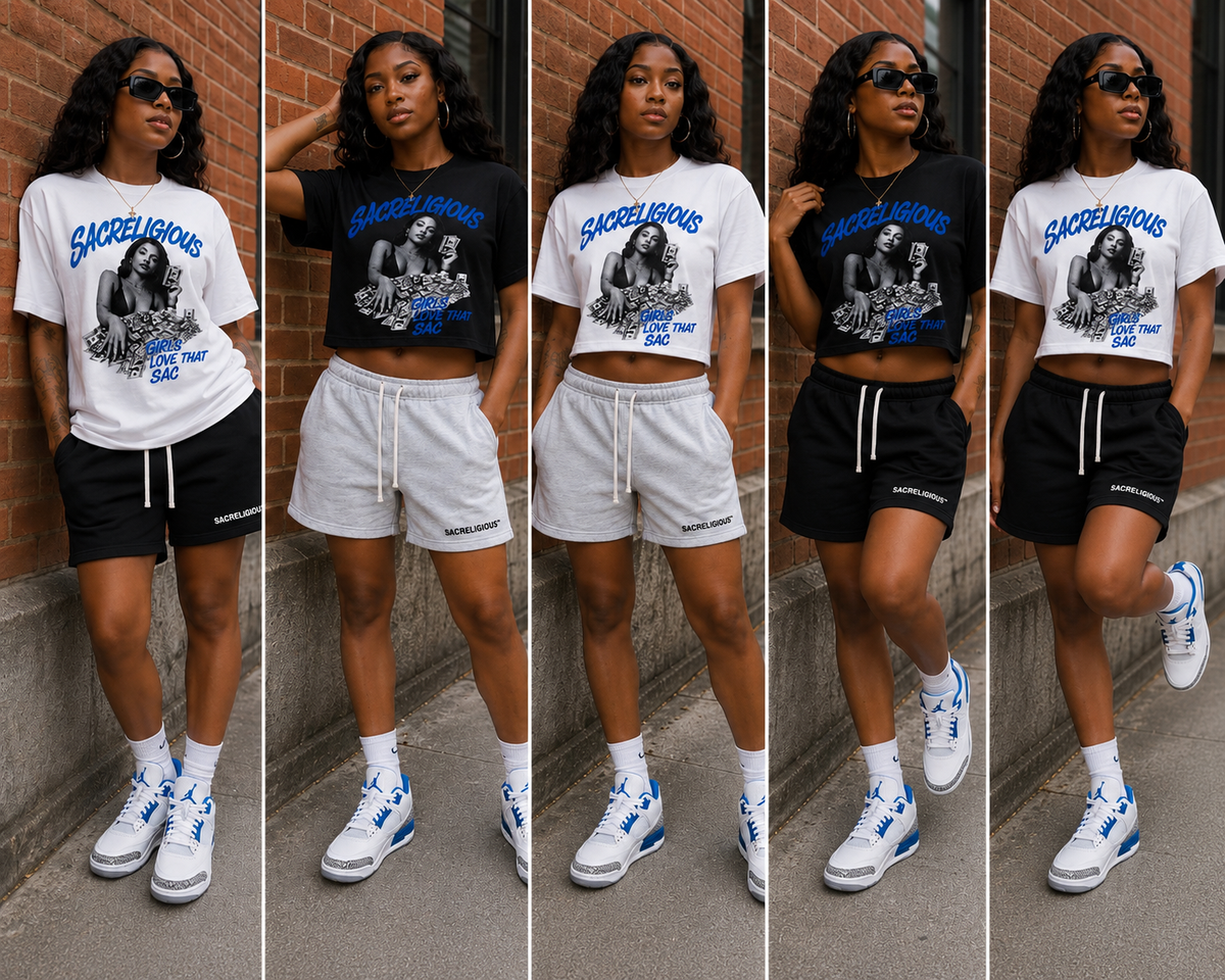 Girls Love That Sac (True Blue) Crop T-Shirt - 200 GSM